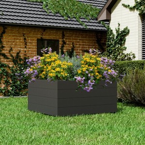 VisioGear Outdoor Double Layer Rectangle Garden Bed, Planter Herbs-Large Planter Box Kit for Vegetables, Flowers, Black, 47.24"*23.64"*47.24" - 1 of 4