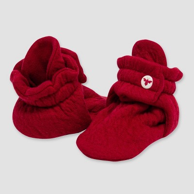 Image of Burt's Bees Baby® Baby Quilted Bee Organic Cotton Booties - Red 3-6M