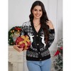 Clearlove Women's Reindeer Print Button Front Cardigan Ribbed Knit Long Sleeve Christmas Cozy Holiday Sweater - 2 of 4