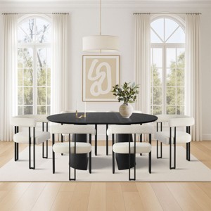 7 Piece Dining Set for 7,Extendable Wood Dining Table with 6 Upholstered Velvet Dining Chairs with Arm for Dining Room,Kitchen-Maison Boucle - 1 of 4