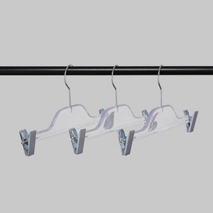 WeThinkStorage 9pk Kids' Clear Plastic Heavyweight Hangers Glossy Transparent - 1 of 4
