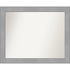 32" x 26" Non-Beveled Vista Brushed Nickel Bathroom Wall Mirror - Amanti Art: Rectangle, Polystyrene Frame, Wall Mounted - 1 of 4