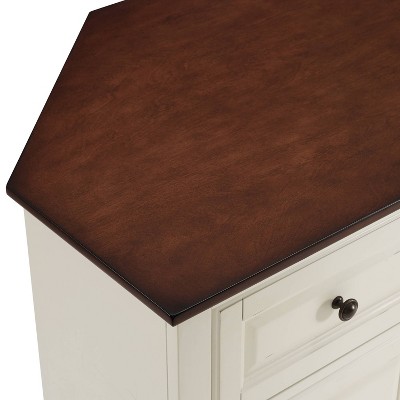 White Mahogany Corner TV Stand with Cabinets, 66"