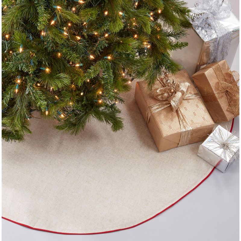 Saro Lifestyle Linen Blend Holiday Christmas Tree Skirt, 1 of 5