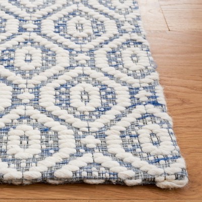 Elegant Marbella 4' x 6' Blue and Ivory Hand-Woven Area Rug
