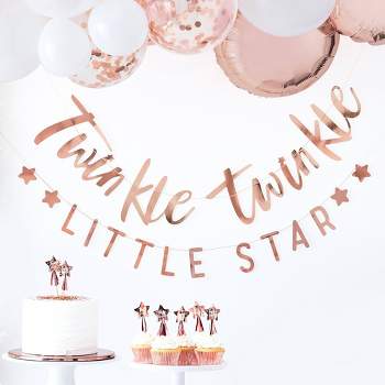 "Twinkle Twinkle" Bunting Party Decorations Rose Gold/White