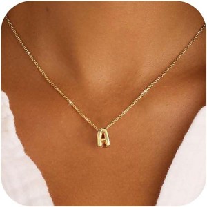 Personalized Initial Necklace for Women - Bubble Letter Charm in Gold/Silver, Dainty Cute Non-Tarnish Jewelry, Teen Gift - 1 of 4
