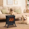 HOMCOM Freestanding Electric Fireplace, Space Heater with Realistic Flame Effect, Adjustable Temperature, Overheat Protection, 750W/1500W, Black - image 3 of 4