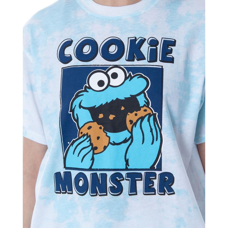 Sesame Street Womens' Cookie Monster Tie Dye Shirt Short Sleep Pajama Set, 3 of 7