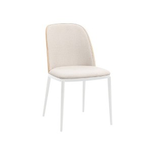 LeisureMod Tule Dining Chair with PU Leather/Velvet/Suede Seat and White Steel Frame - 1 of 4