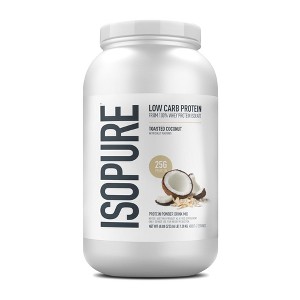 Isopure Low Carb 100% Pure Whey Isolate Protein Powder, Lactose Free, Gluten Free, Vitamins, Toasted Coconut, 25g Protein Per Serving, 42 Servings - 1 of 4