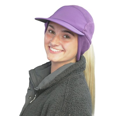 TrailHeads Ponytail Hat, Fleece Beanie for Women - Warm Winter Hat with Visor - Running, Hiking