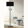 Possini Euro Design Modern 66 3/4" Tall Standing Floor Lamp Sculpture Pull Chain Textured Silver Living Room Bedroom House Reading Linen Black Shade - 2 of 4