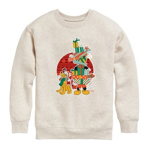 Boys' - Disney - Mickey And Presents Graphic Long Sleeve Fleece Sweatshirt - 1 of 4