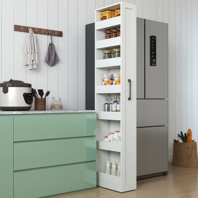 Lycvki White Multi-functional Pull-out Storage Single-sided open Shelf for Kitchen