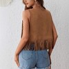Women Fringe Vest Hippie Style Sleeveless Casual Open Front Vest - 4 of 4