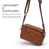 Small Triple Zip Crossbody Purse for Women, Vegan Leather Phone Bag with Wide Shoulder Strap (Brown) - 2 of 4