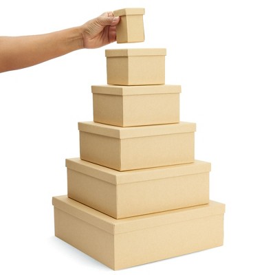 Versatile Nested Gift Boxes 6-Pack with Lids, Thick Paper Board