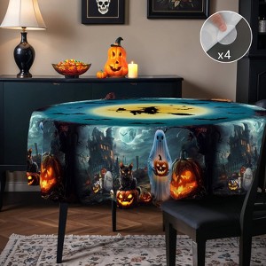 Halloween Tablecloth Witch Spiderweb Pumpkin Festival Table Cloth Washable Fabric Table Cover for Kitchen Dining Party Picnic - 1 of 4