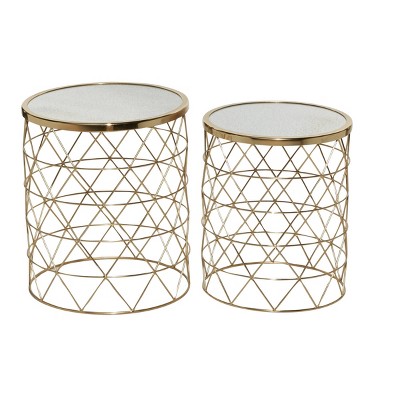Set of 2 Contemporary Metal Accent Tables Gold - Olivia & May