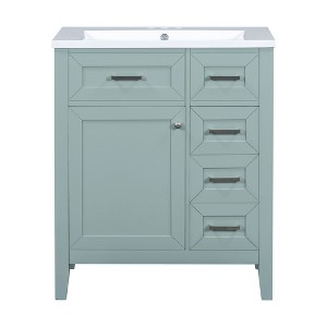 ChicFurnit Bathroom Vanities 30 Inch Vanity Cabinet with Sink and Drawer Design for Chic Bathroom, Green, 30"*18"*35.74" - 1 of 4