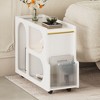 NicBex Mobile Nightstand with Lockable Wheels and Golden Round Rod,Bedside Table with Fluted Tempered Glass,Modern Side Table for Bedroom - 2 of 4