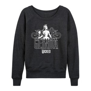 Women's - Wicked - Glinda Decorative Lightweight French Terry Wide Neck Long Sleeve Shirt - 1 of 4