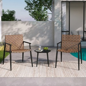Christopher Knight Home Winnie 3 Pieces Outdoor Industrial Rattan, Metal and Tempered Glass Chat Set - 1 of 4
