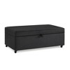 Modern Upholstered Storage Bench with 360° Swivel Casters, Linen/Faux Leather Bench with Hidden Storage, Coffee Table Ottoman - ModernLuxe - 4 of 4