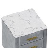 INFURNIC Nightstands Upholstered Wooden Nightstand with 3 Drawers Metal Legs and Handles Marbling Top for Bedroom, Grey, 16.3"*16.3"*21.8" - 4 of 4