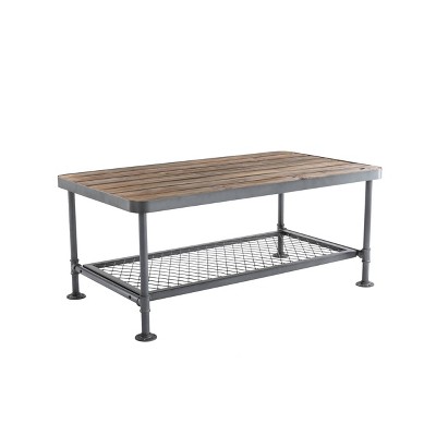 Newport Coffee Table Gray/Natural - Boraam: Metal Frame, Fir Wood Top, 42" L x 24" W x 18" H