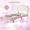 Upholstered Bed Frame With Storage Drawer and Smart Led Headboard, Princess Twin Size Platform Bed Frames for Kids/Girls - 2 of 4