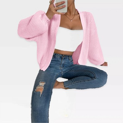 Monki knit button front cardigan in blue