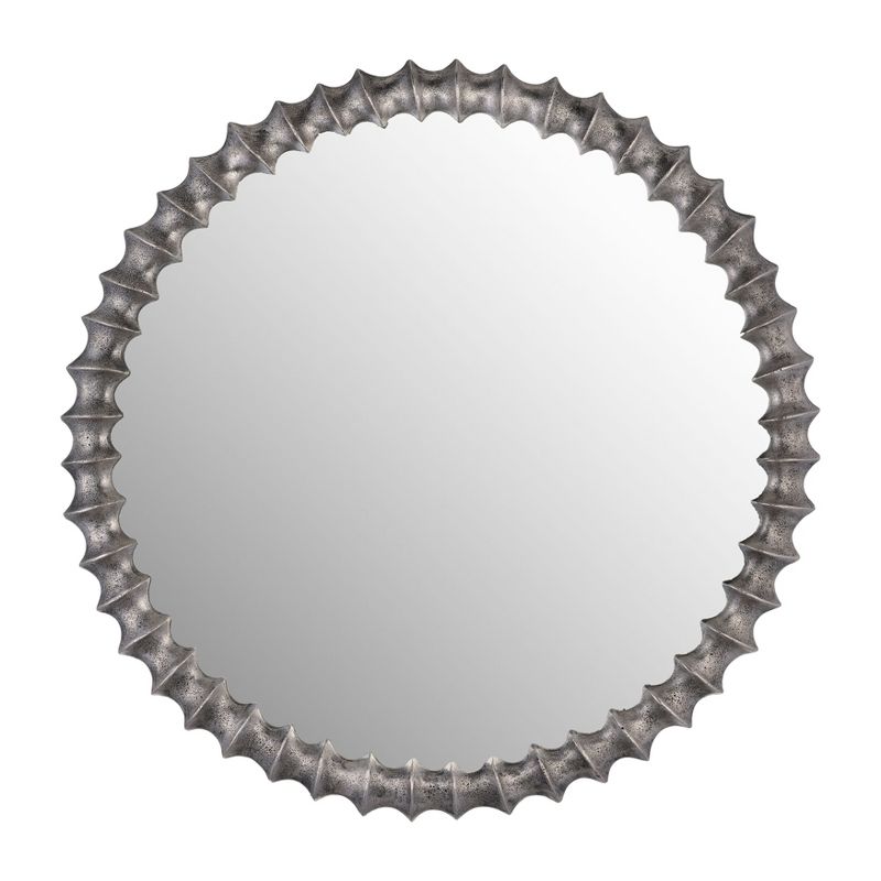 SAGEBROOK HOME 29&#34; Metal Ring Texture Mirror Brushed Nickel, 1 of 6