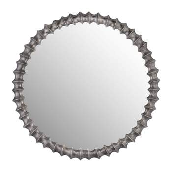 SAGEBROOK HOME 29" Metal Ring Texture Mirror Brushed Nickel