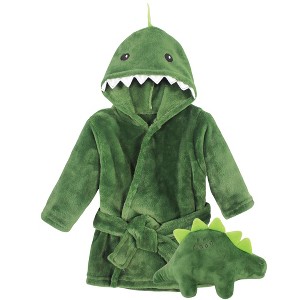 Hudson Baby Infant Boy Plush Bathrobe and Toy Set, Dinosaur, One Size - 1 of 4