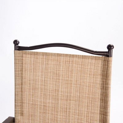 Beige & Tan Steel Frame Folding Dining Chair with Cushions