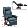 PU Leather Recliner Swivel Chair with Wood Base and Extendable Footrest - 3 of 4