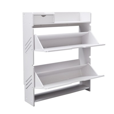 YIYIBYUS 3 Tier Free Standing Shoe Storage Cabinet With 2 Flip Door