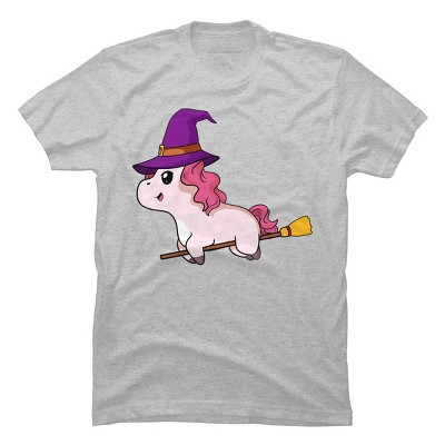 Men's Design By Humans Witch Unicorn Halloween T Shirt By thebeardstudio T-Shirt