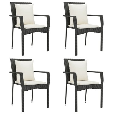 vidaXL 4 pcs Poly Rattan Patio Chairs with Cushions - Durable, Comfortable and Weather-Resistant Outdoor Seats