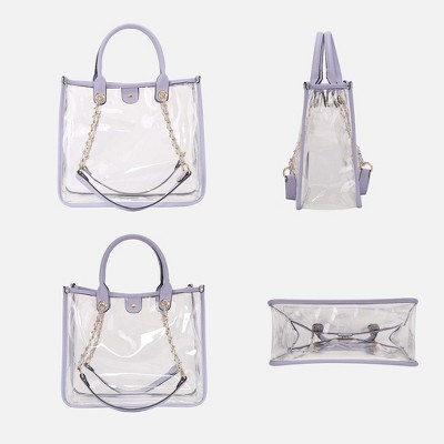 MKF Collection Diva PVC Clear Tote Bag with Tweed Bucket Bag by Mia K- Denim — фото 7