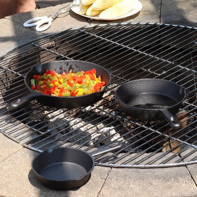 Heavy-Duty Black Cast Iron Skillet Set, 3-Piece
