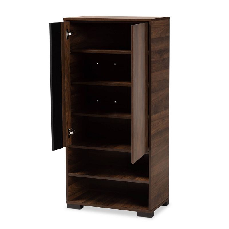 Raina Two-Tone Wood 2 Door Shoe Storage Cabinet Walnut Brown/Black - Baxton Studio, 3 of 14