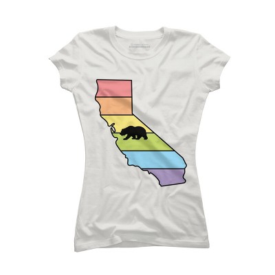 Adult Design By Humans California State Bear Pride Rainbow Flag By mellowrainbowT-Shirt