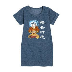 - Avatar: The Last Airbender - Aang Avatar State Graphic Short Sleeve Fleece Dress - 1 of 4