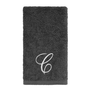 Avanti  Granite with Silver Script Monogram Bath Towel Letter   C - 1 of 3