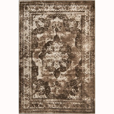 Sofia Collection 6' x 9' Light Brown Synthetic Area Rug