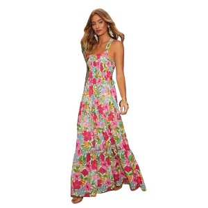 green emerald velvet dress White Tiered Maxi Dress with Smocked Waist – Elegant Summer Dress – Luxxe  Apparel main image 1