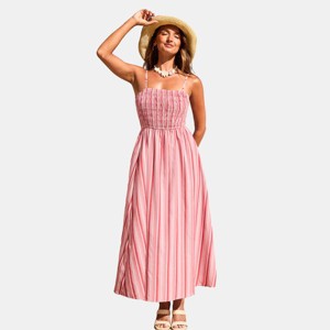 Women's Striped Smocked Maxi Beach Dress - Cupshe - 1 of 4
